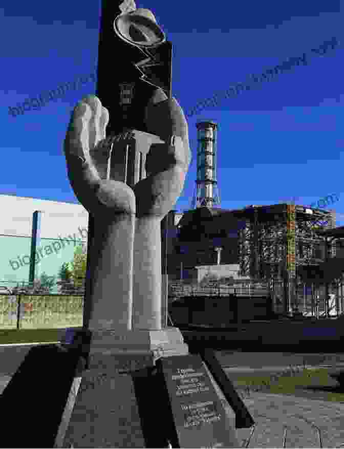 A Monument Commemorating The Victims Of The Chernobyl Disaster, With A Group Of People Gathered Around It. The Burning Edge: Travels Through Irradiated Belarus