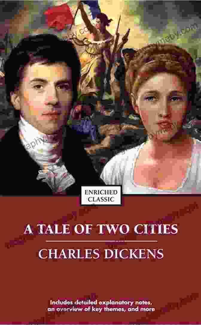 A Tale Of Two Cities Book Cover Depicting A Man And Woman Embracing Against Revolutionary Backdrop A Tale Of Two Cities