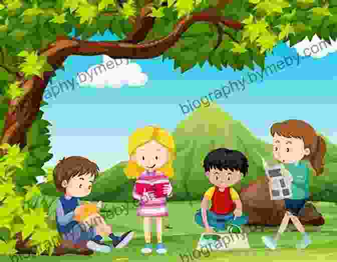 Beautiful Cover Illustration With Children Reading Under A Tree. Chompy The Shark: Short Stories And Jokes For Kids Ages 4 8 (Early Bird Reader 2)